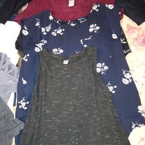 Banana Republic Navy Blue Floral Short-Sleeve Top
